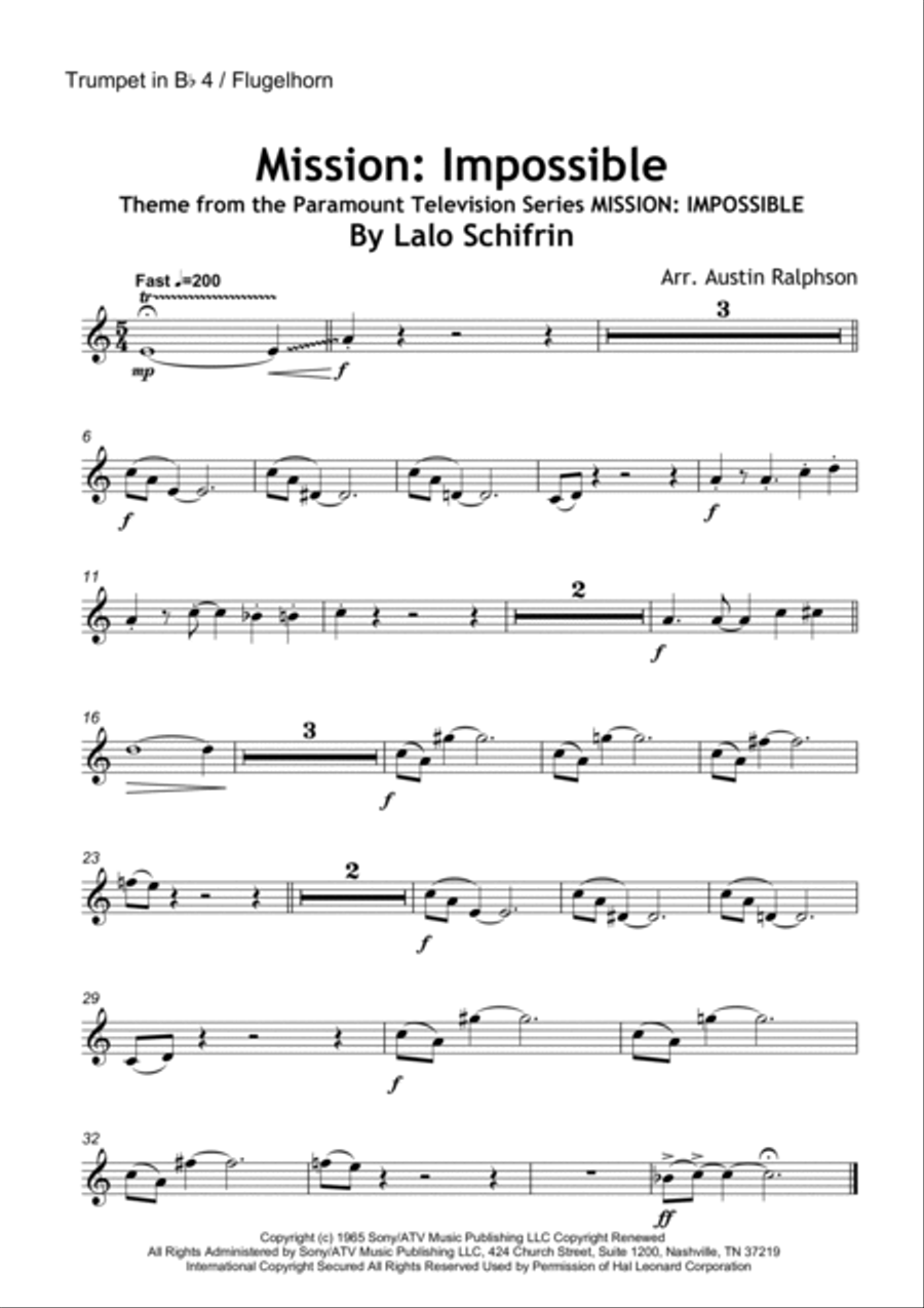 Mission: Impossible Theme from the Paramount Television Series MISSION: IMPOSSIBLE Horn scores gallery preview page 6