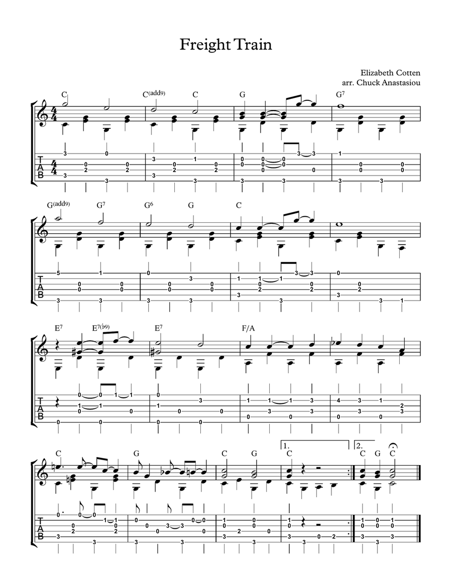 Freight Train Guitar Tablature scores gallery preview page 1