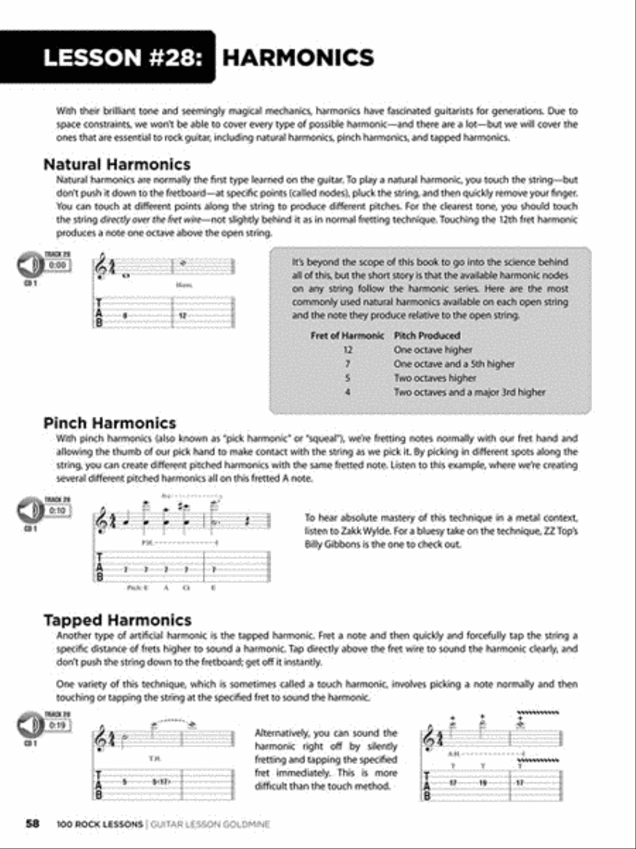 100 Rock Lessons Guitar Tablature scores gallery preview page 7