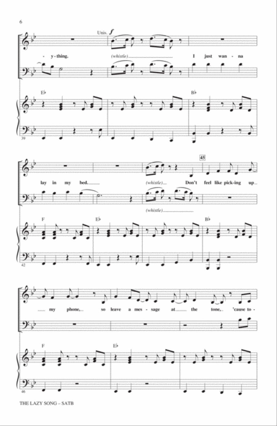 The Lazy Song (arr. Mark Brymer) 4-Part scores gallery preview page 5