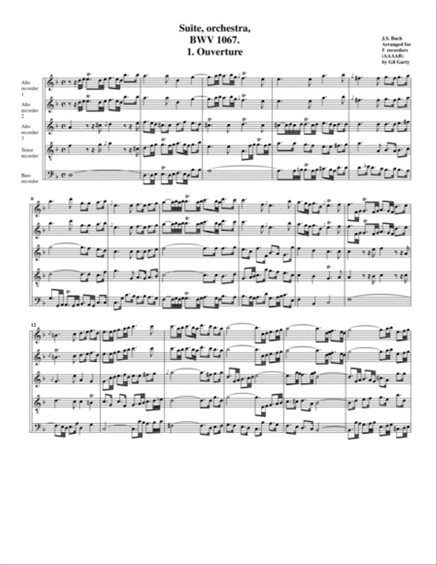 Suite for orchestra no.2, BWV 1067 (arrangement for 5 recorders) Recorder scores gallery preview page 2