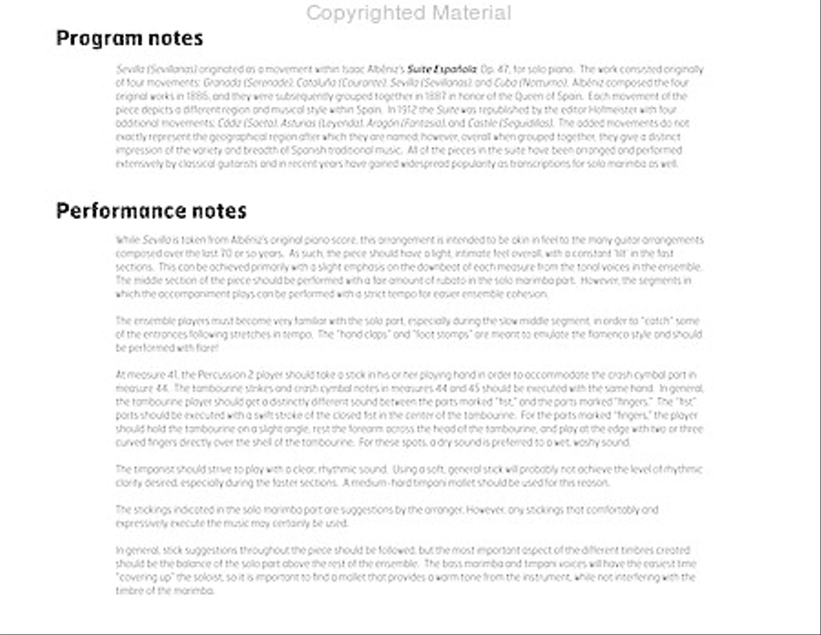 Sevilla (Sevillanas) Percussion Ensemble scores gallery preview page 3