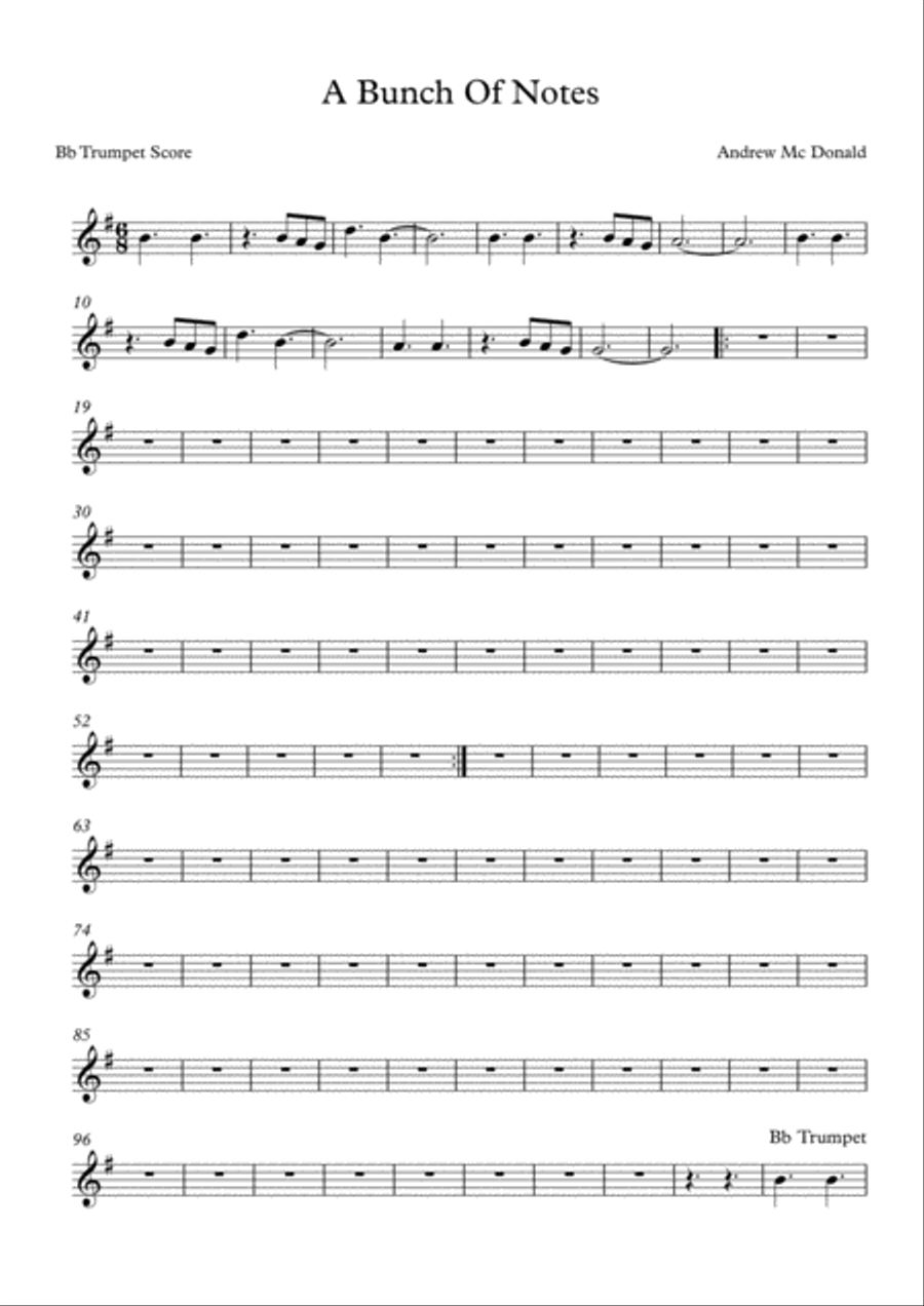 A Bunch Of Notes Bb Trumpet Score B-Flat Trumpet scores gallery preview page 1
