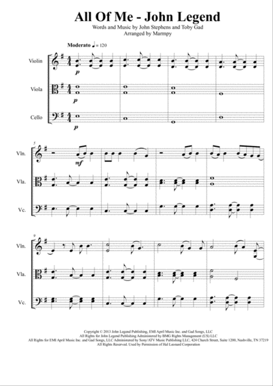 All Of Me String Trio scores gallery preview page 1