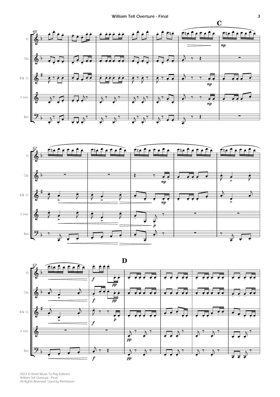 William Tell Overture - Wind Quintet (Full Score) - Score Only Woodwind Quintet scores gallery preview page 5