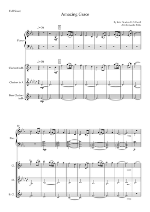 Amazing Grace (John Newton, E. O. Excell) for Clarinet Trio and and Piano Accompaniment with Chords