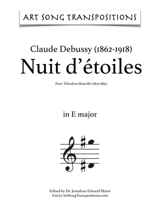 Book cover for DEBUSSY: Nuit d'étoiles (transposed to E major and E-flat major)