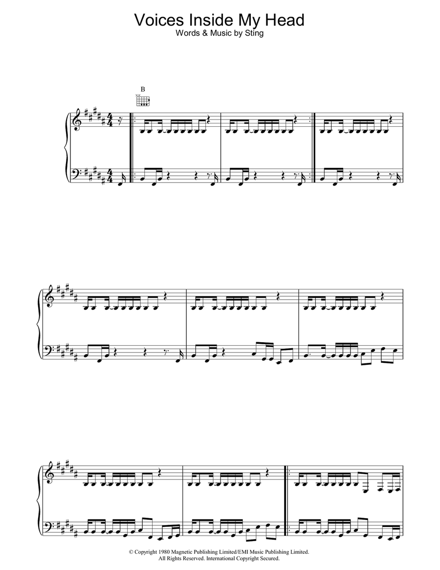 Voices Inside My Head Piano, Vocal, Guitar scores gallery preview page 1