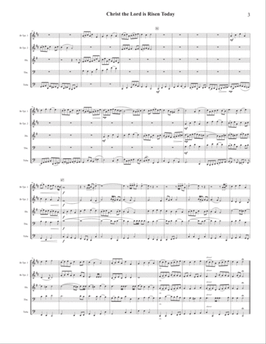 Christ the Lord is Risen Today (for brass quintet) Brass Quintet scores gallery preview page 3