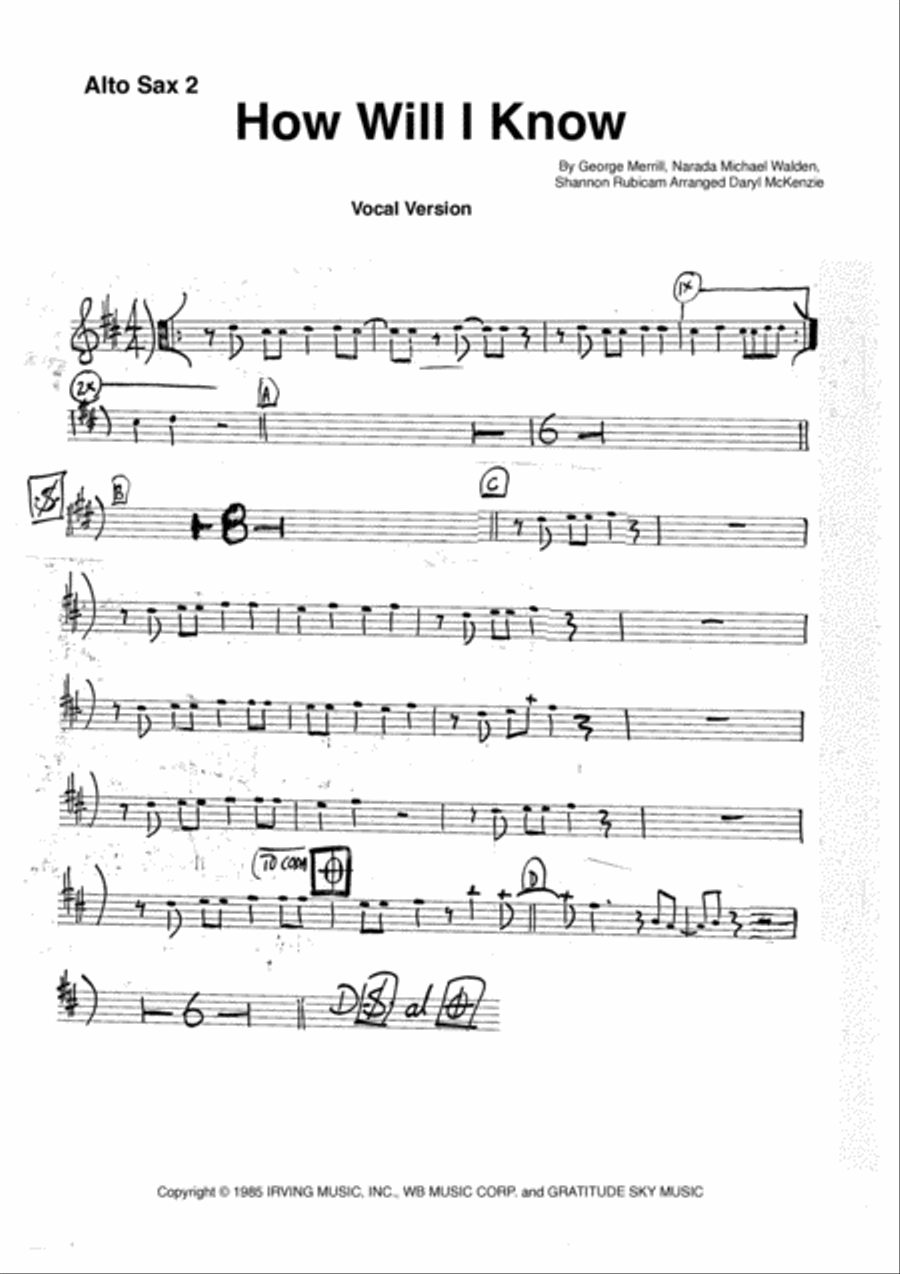 How Will I Know Saxophone scores gallery preview page 3
