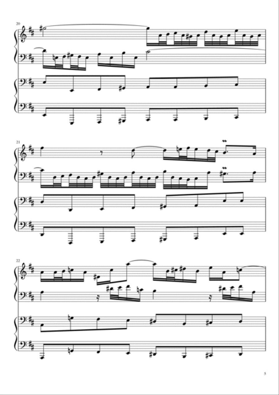 Organ sonata (Triosonata) n. 4 in E minor (BWV 528) - Andante - Arrangement for 4-hands piano Organ scores gallery preview page 5