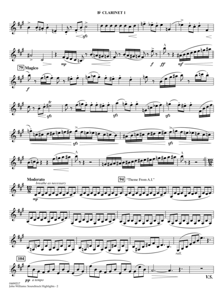 John Williams: Soundtrack Highlights (arr. Ted Ricketts) - Bb Clarinet 1