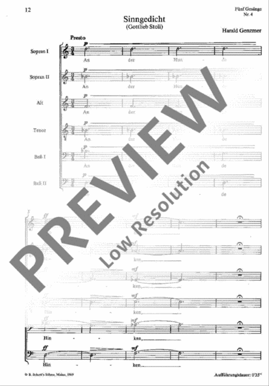 Fünf Gesänge Fünf Gesänge 4-Part scores gallery preview page 12