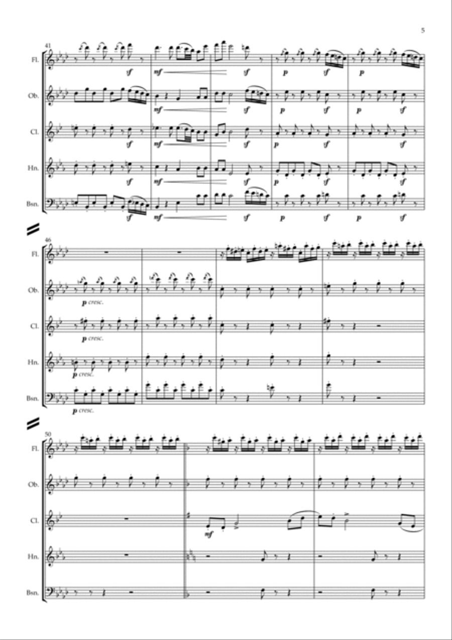 Tchaikovsky: The Seasons Op.37a No.11 November (Troika) - wind quintet Woodwind Quintet scores gallery preview page 5