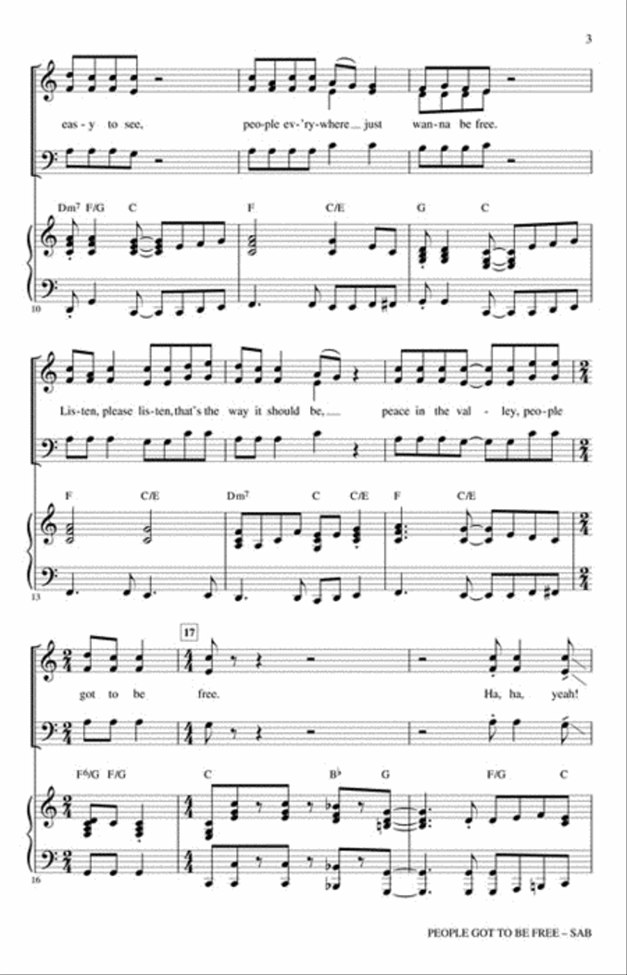 People Got to Be Free People Got to Be Free 3-Part scores gallery preview page 3