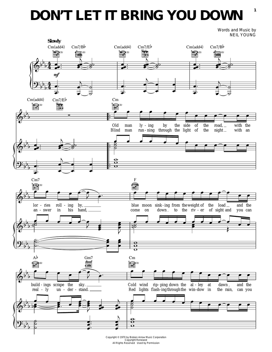 Don't Let It Bring You Down Piano, Vocal, Guitar scores gallery preview page 1