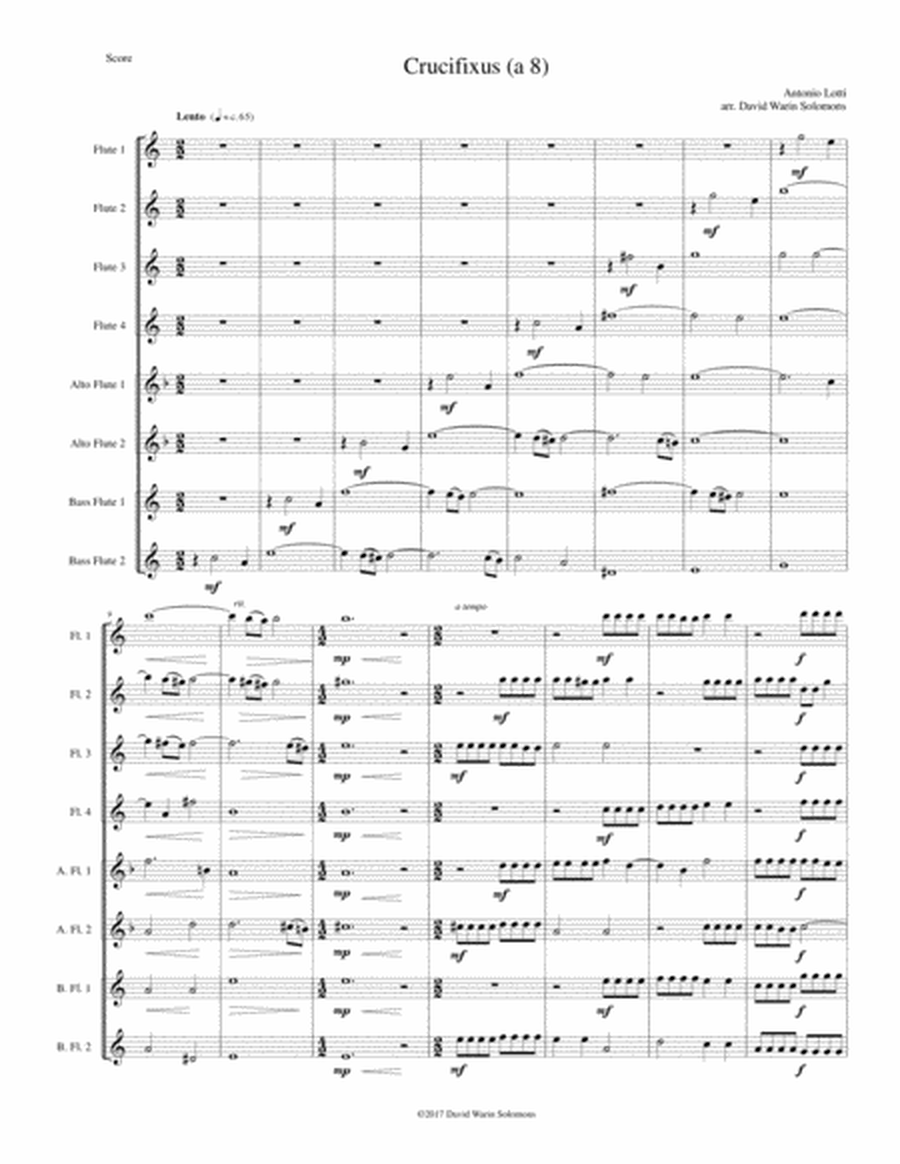 Crucifixus a 8 for flute octet (or flute choir) (4 flutes, 2 alto flutes, 2 bass flutes) image number null