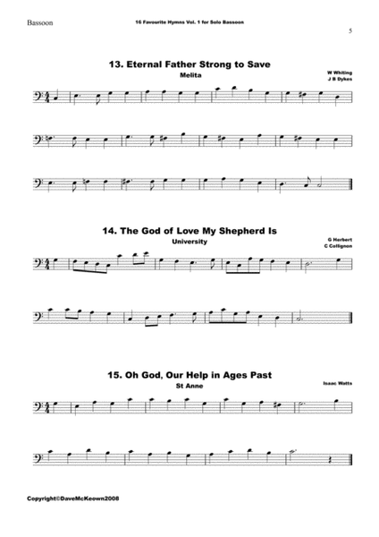 16 Favourite Hymns Vol.1 for solo Bassoon image number null