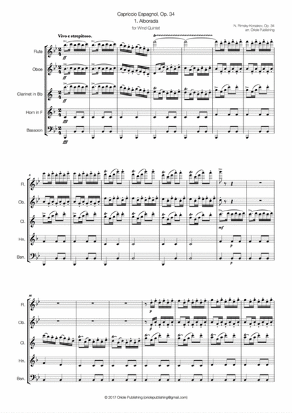 Rimsky Korsakov - Capprico Espanol for Wind Quintet image number null