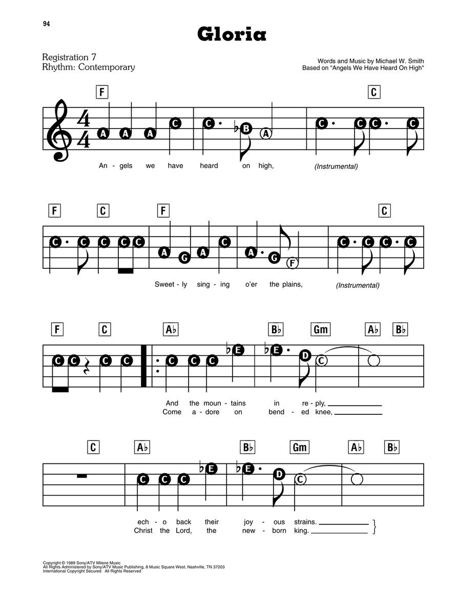 Gloria Electronic Keyboard scores gallery preview page 1