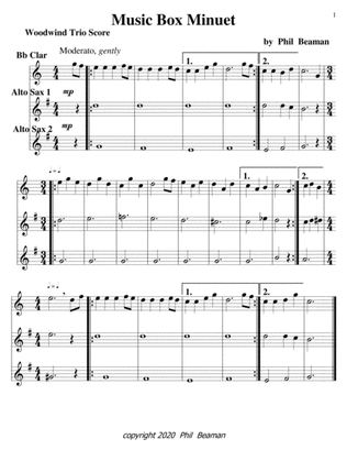 Music Box Minuet-1 Bb Clarinet-2 Alto Saxophone trio