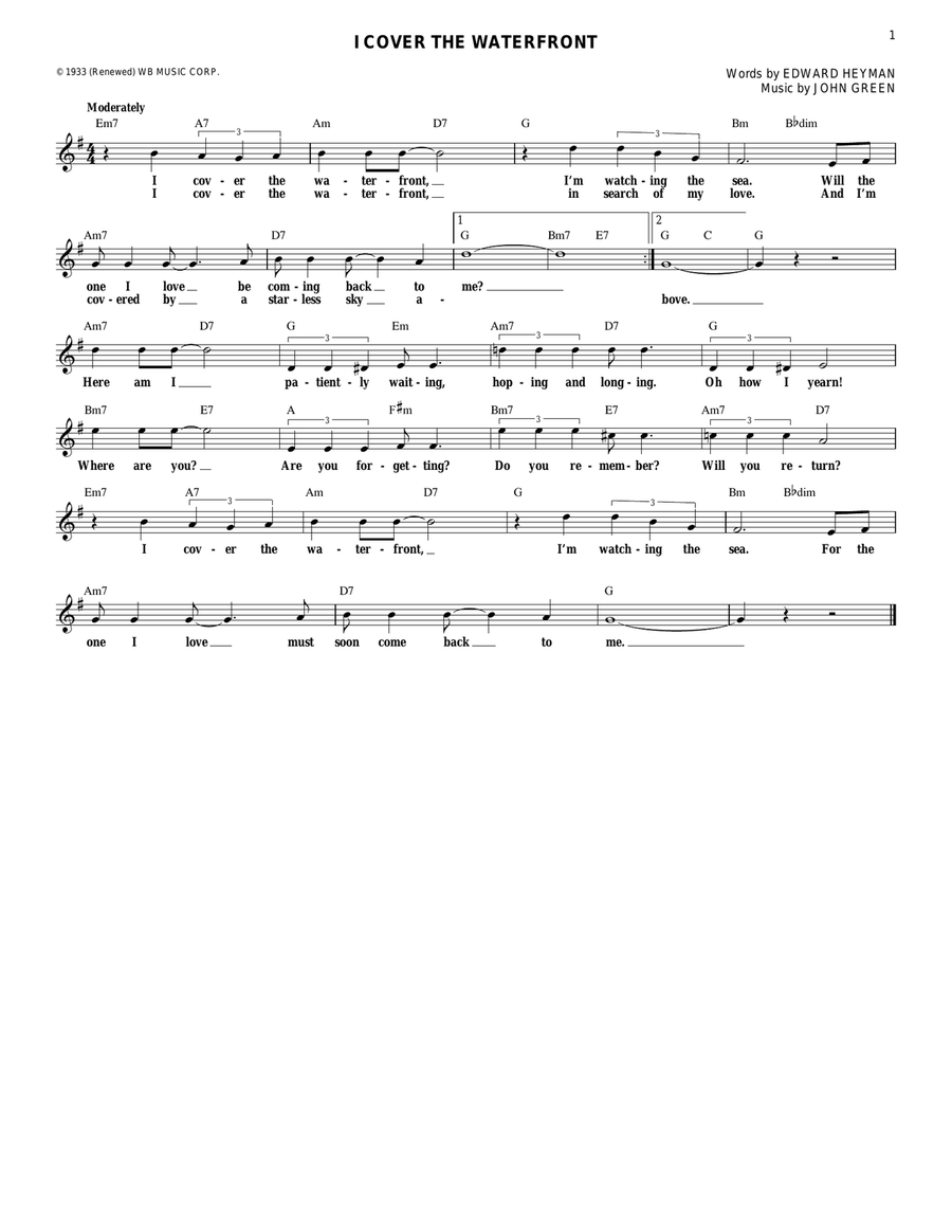I Cover The Waterfront Guitar scores gallery preview page 1