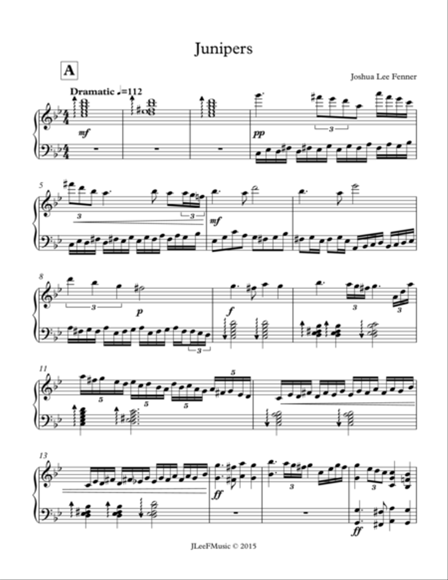 Junipers Piano Solo scores gallery preview page 1