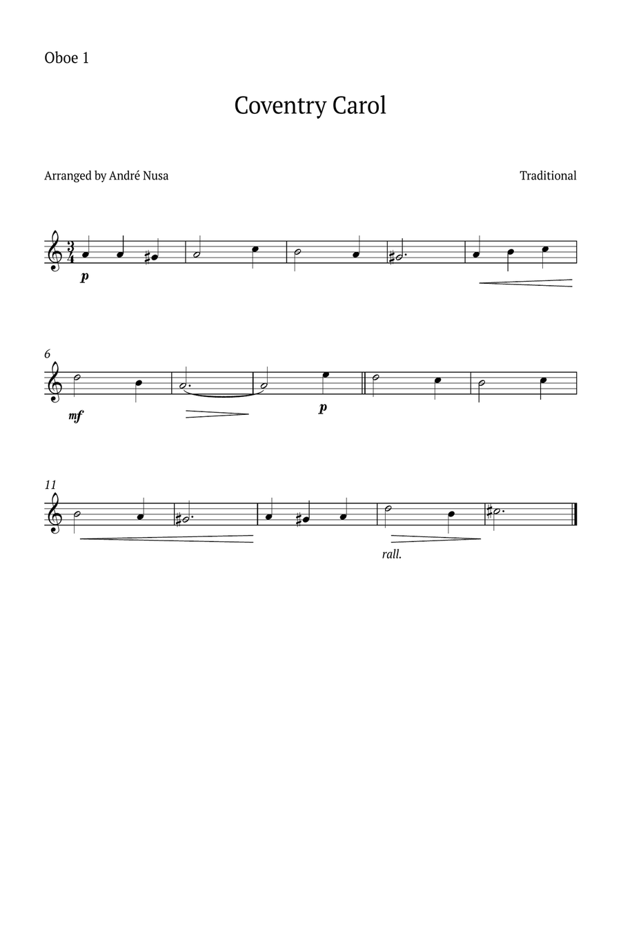 Conventry Carol Woodwind Duet scores gallery preview page 2