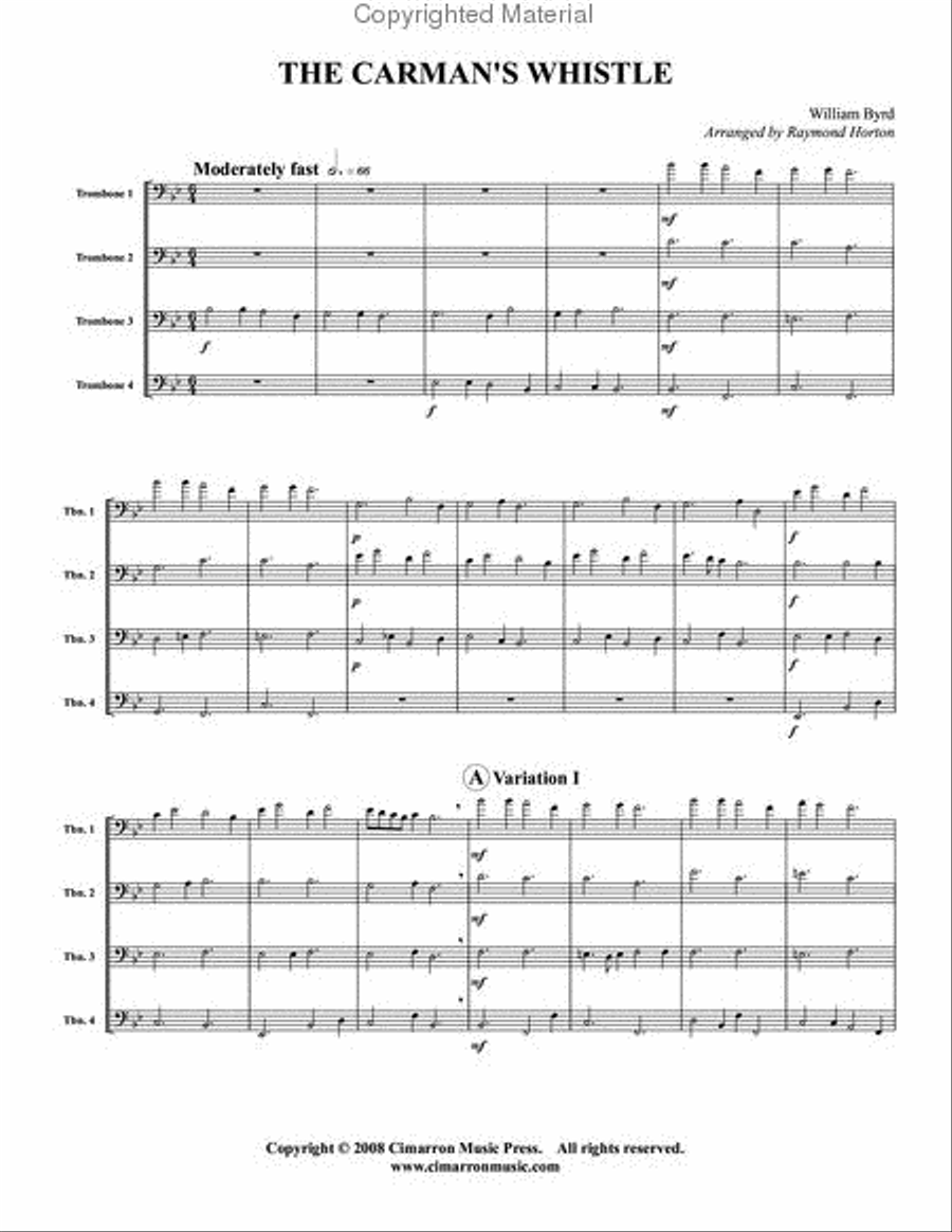 Carman's Whistle Trombone Quartet scores gallery preview page 2