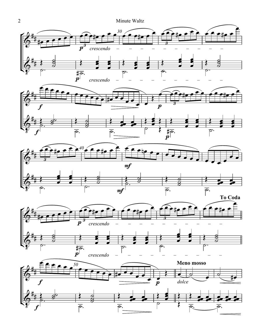 8 Pieces by F. Chopin for Violin (Flute) and Classical Guitar Flute scores gallery preview page 3