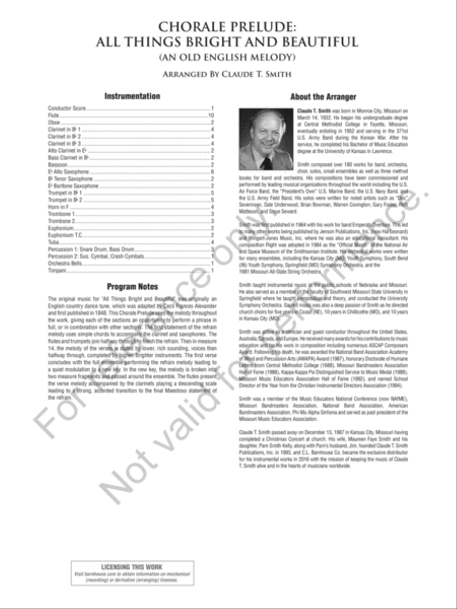 Chorale Prelude: All Things Bright And Beautiful Concert Band scores gallery preview page 3