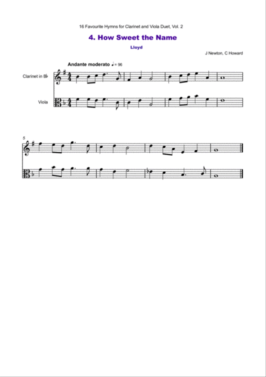 16 Favourite Hymns Vol.2 for Clarinet and Viola Duet Clarinet scores gallery preview page 5