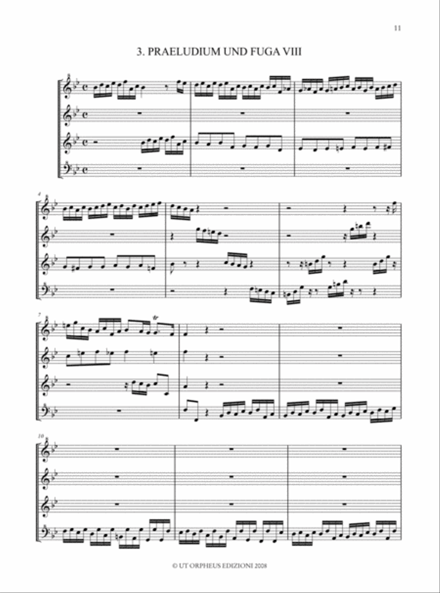 3 little Preludes and Fugues (from the 8 little Preludes and Fugues for Organ previously attributed to J.S. Bach) for Recorder Quartet (SATB)