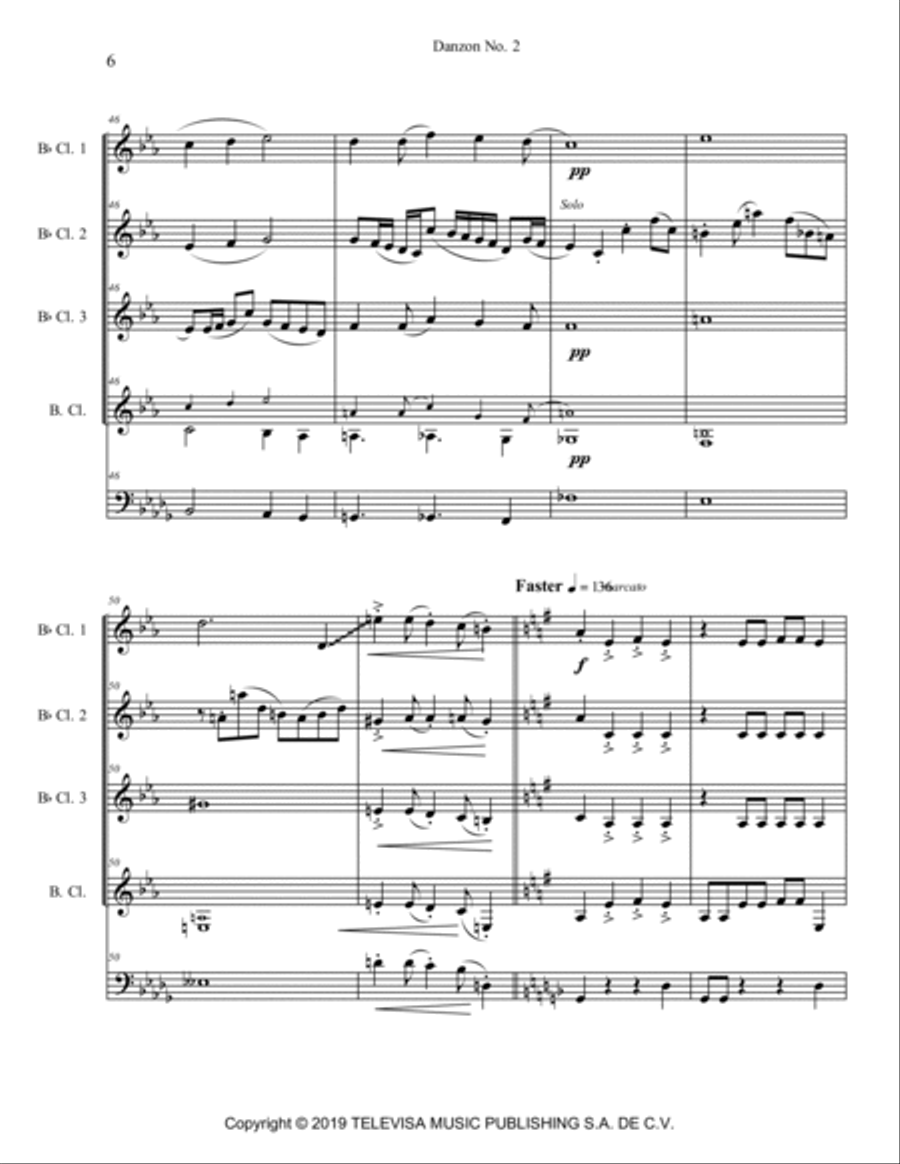 Danzon 2 Clarinet Quartet scores gallery preview page 6