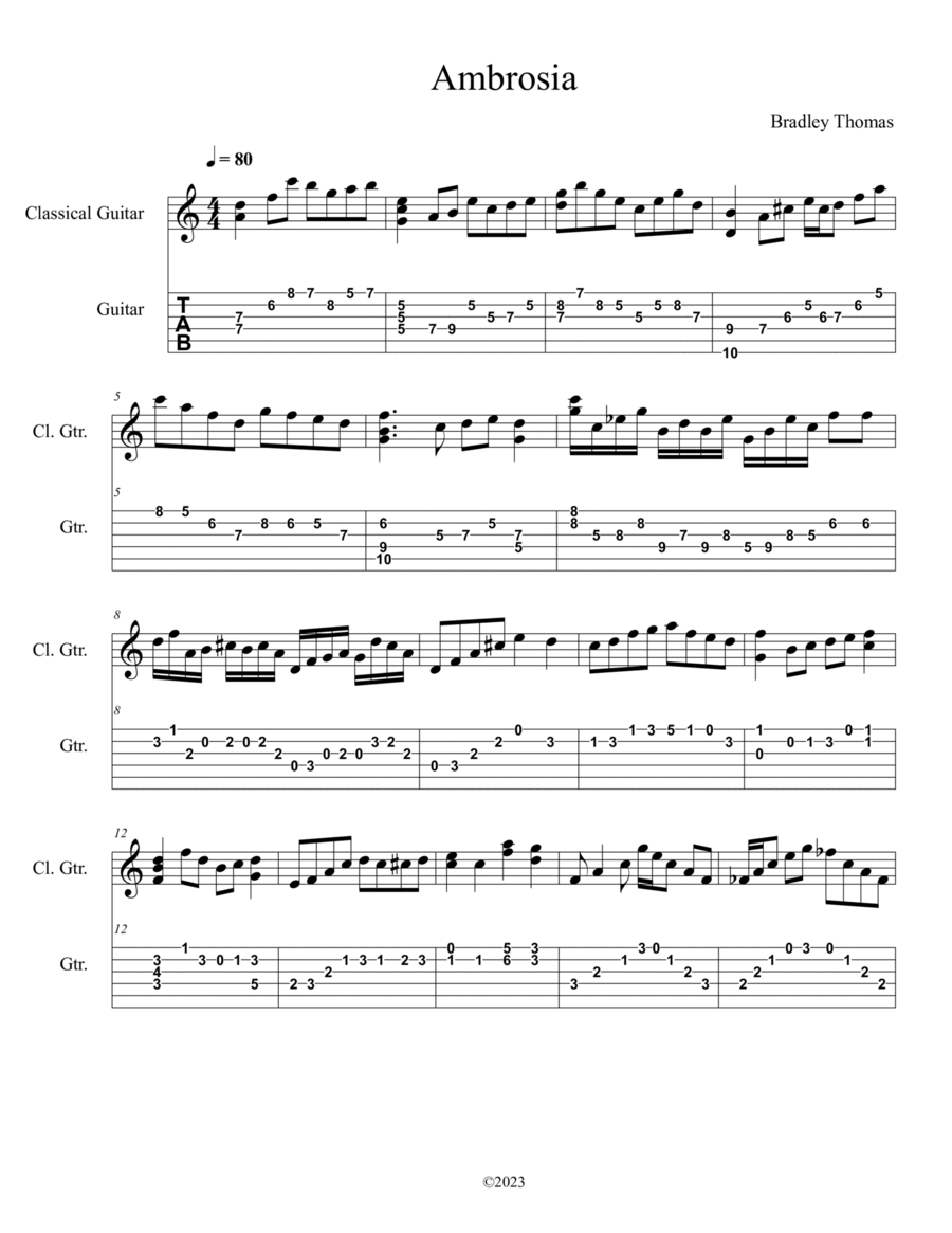 Ambrosia Guitar Tablature scores gallery preview page 1