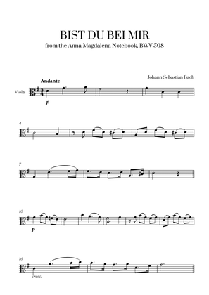 Johann Sebastian Bach - Bist du bei Mir (BWV 508) (G major) for Viola Solo