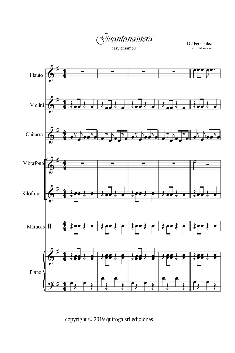 Guantanamera Small Ensemble scores gallery preview page 1