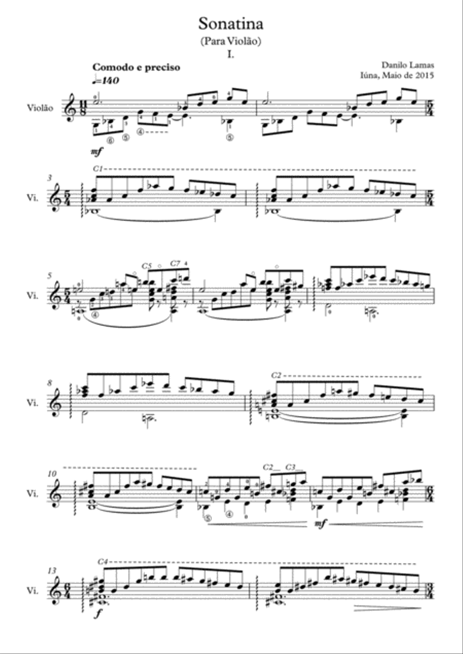 SONATINA FOR GUITAR- Danilo Lamas Classical Guitar scores gallery preview page 1