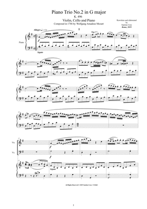 Book cover for Mozart - Piano Trio No.2 in G major K 496 for Violin, Cello and Piano