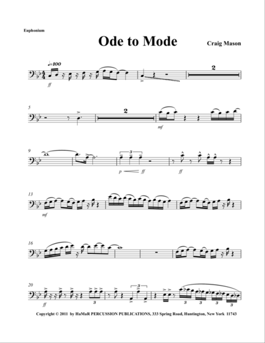 Ode to Mode Ode to Mode Baritone Saxophone scores gallery preview page 1