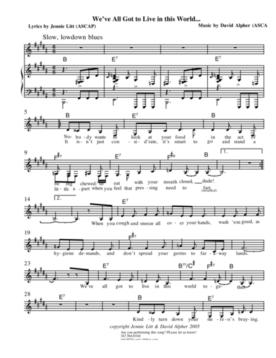 We've All Got To Live In This World ... Voice scores gallery preview page 1