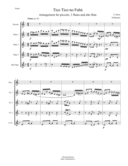 TICO - TICO NO FUBÁ - Flute Ensemble arrangement image number null