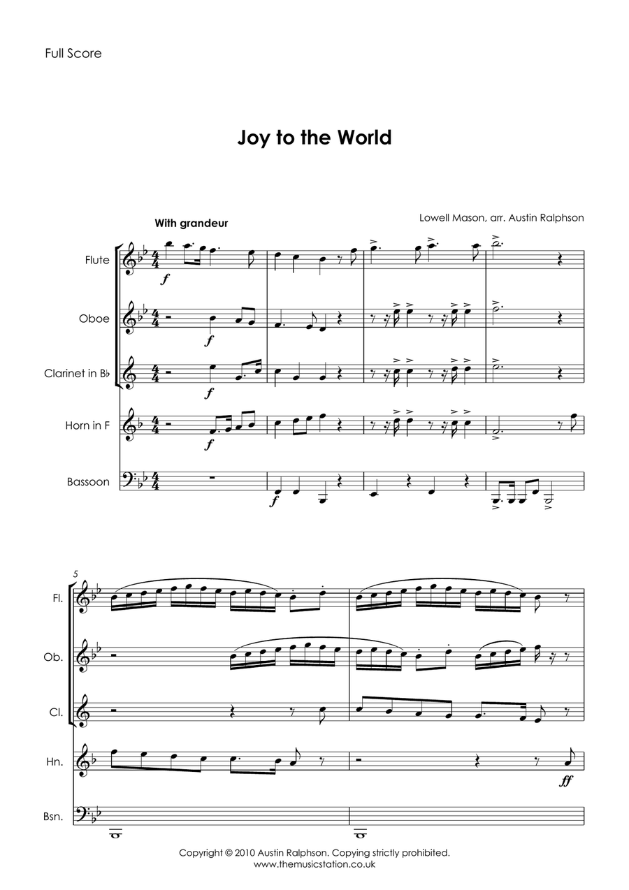 Joy To the World - wind quintet Woodwind Quintet scores gallery preview page 5