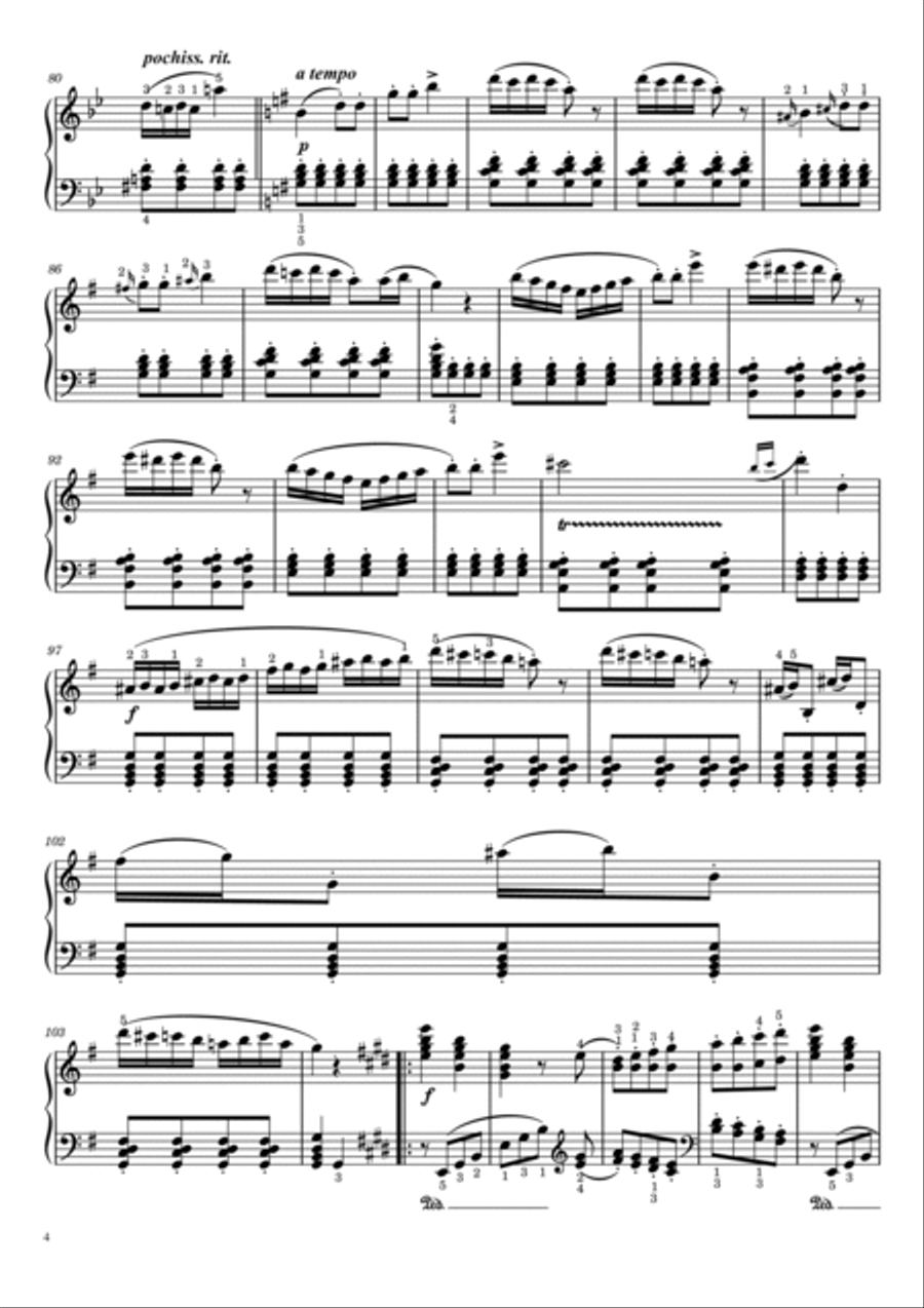 Rondo a Capriccio Op.129 in G Major, “Rage Over a Lost Penny”,Beethoven For Piano Solo With Finger Piano Solo scores gallery preview page 4