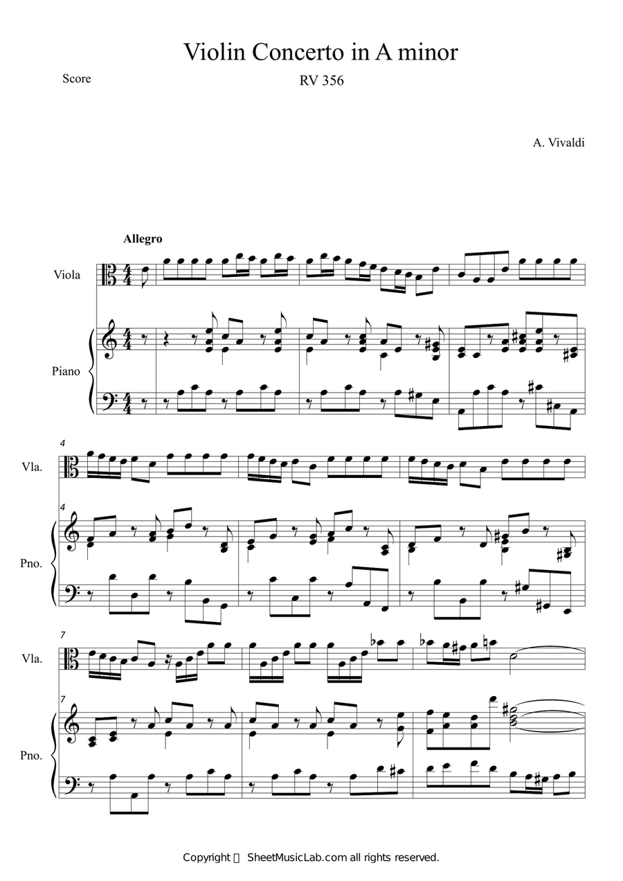 Violin Concerto in A minor RV 356