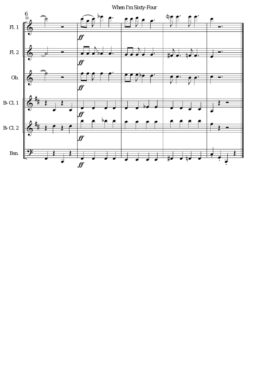 When I'm Sixty-Four Woodwind Ensemble scores gallery preview page 6