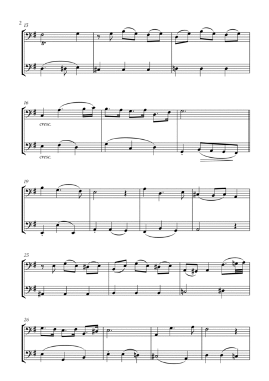 Johann Sebastian Bach - Bist du bei Mir (BWV 508) (G major) (for Trombone and Bassoon) Trombone Duet scores gallery preview page 2