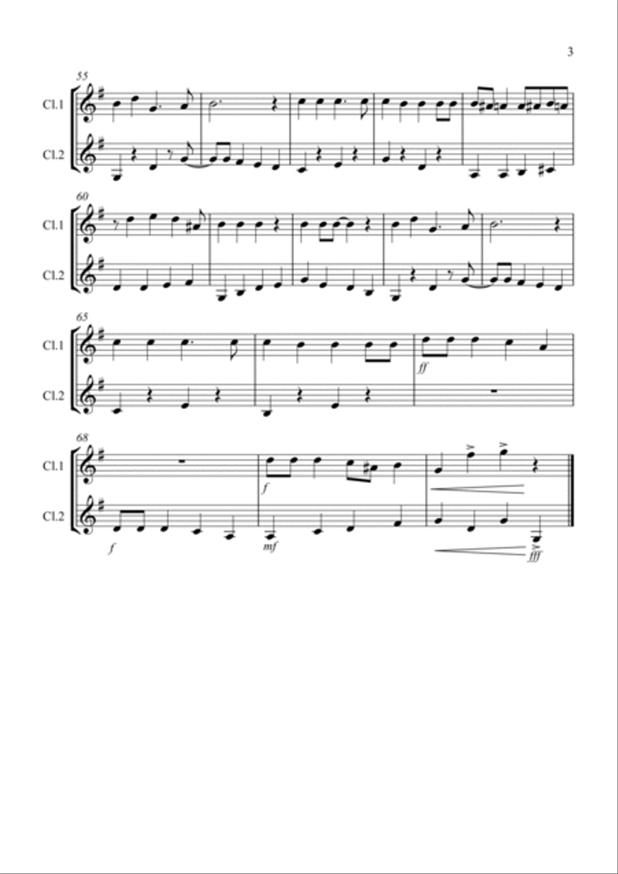 Jingle Bells (Jazzy Style!) for Clarinet Duet Clarinet Duet scores gallery preview page 3
