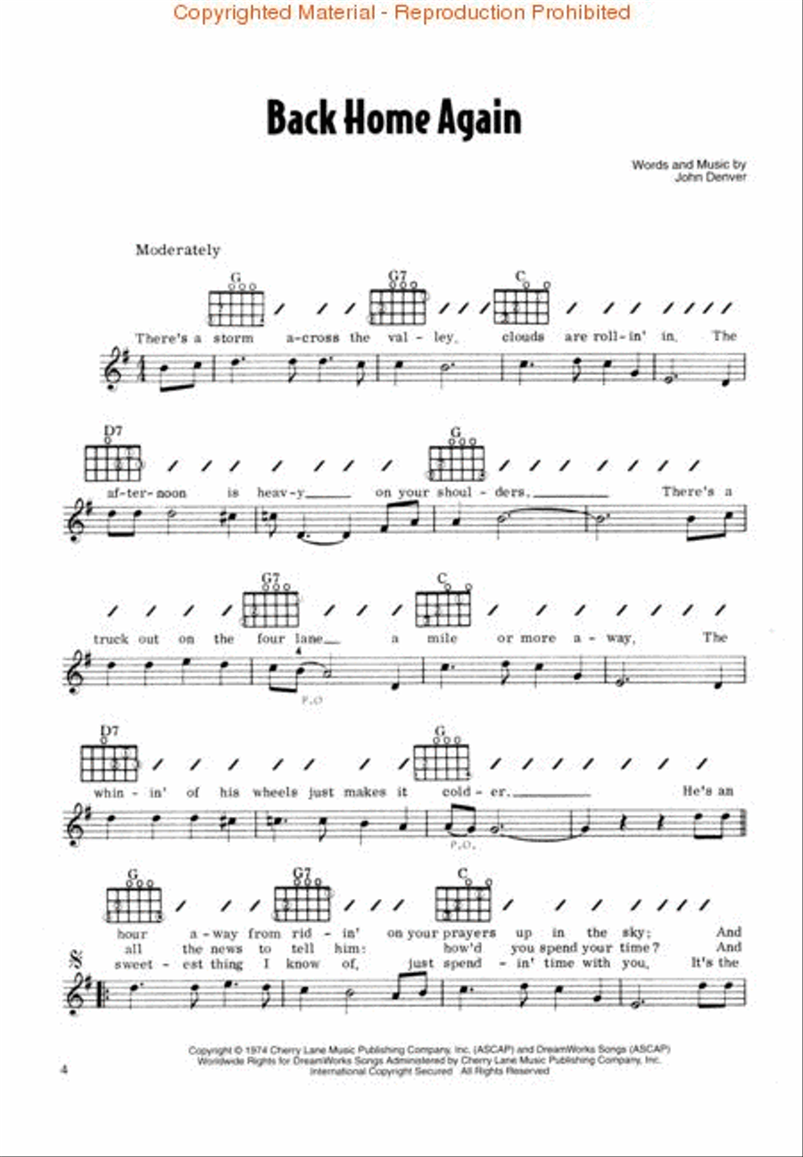 The Best of John Denver Easy Guitar scores gallery preview page 3
