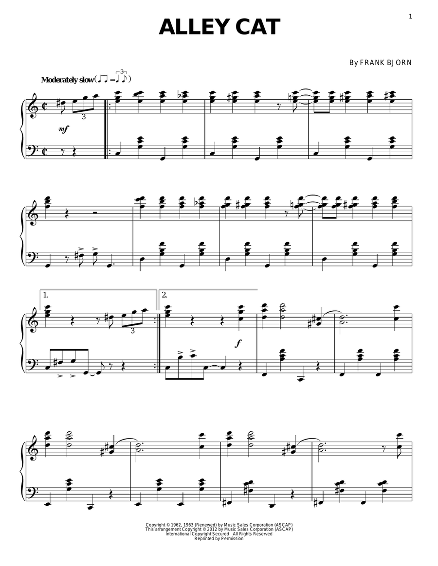 Alley Cat Piano Solo scores gallery preview page 1